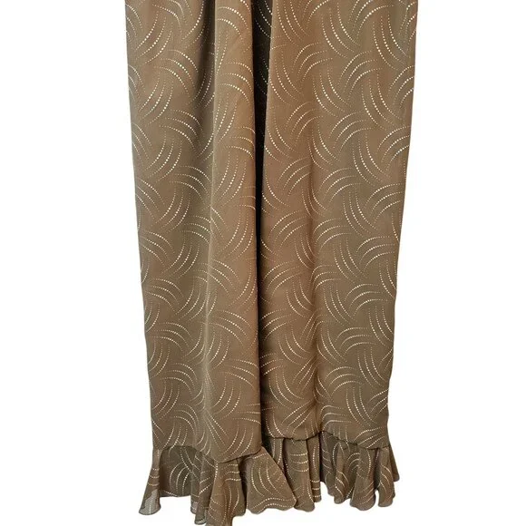 Vintage 1960's Kay Kipps New York Sheer Flowy Tan Polka Dot Evening Maxi Dress - Picture 8 of 10